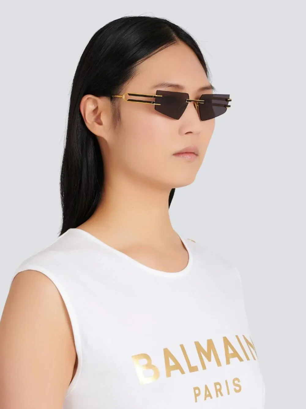Balmain Men Sunglasses Titanium Gold Black Grey Geometric FIXE BPS-123A-54